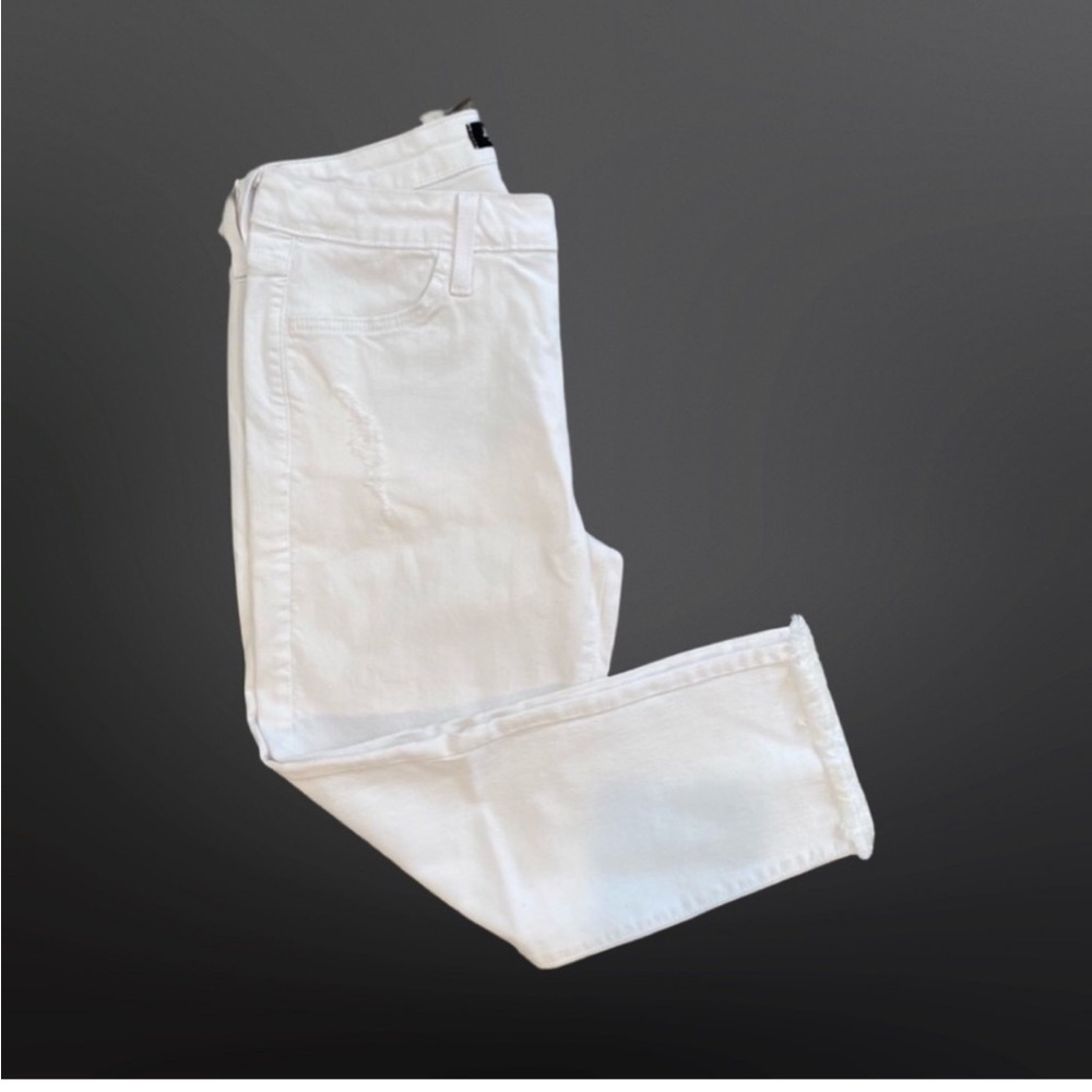 Just Black Nilo Distressed White Frayed Hem Capri Jeans NWT Size 28P - Picture 4 of 8